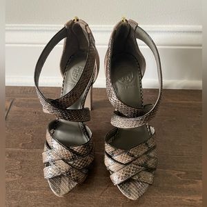 Tory Burch Brown Snakeskin Platform Heels 7.5M